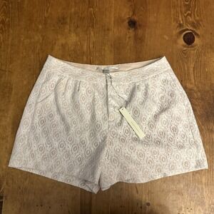 LC Lauren Conrad Women's White Floral Lace Mid-Rise Lined‎ Mom Shorts 8 NWT
